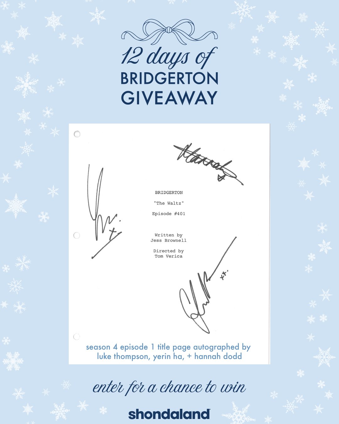 WIN an Autographed Bridgerton Season 4 Script Title Page